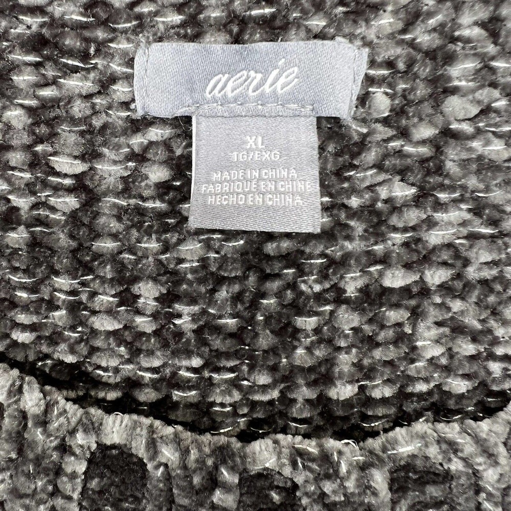 Aerie Women's Gray Chenille Long Sleeve Chunky Knit Pullover Sweater Sz XL - Picture 6 of 9